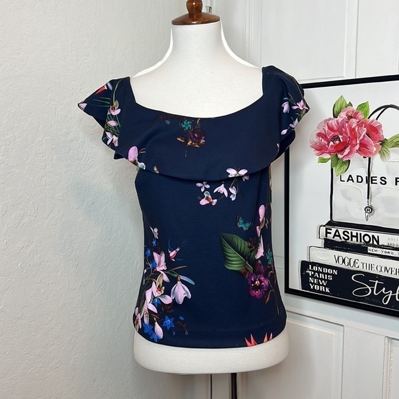 Ted Baker London Imygen Navy Floral Tank Size 2/S/4-6US - Picture 3 of 10